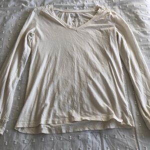 Off white long sleeve shirt. Lace details